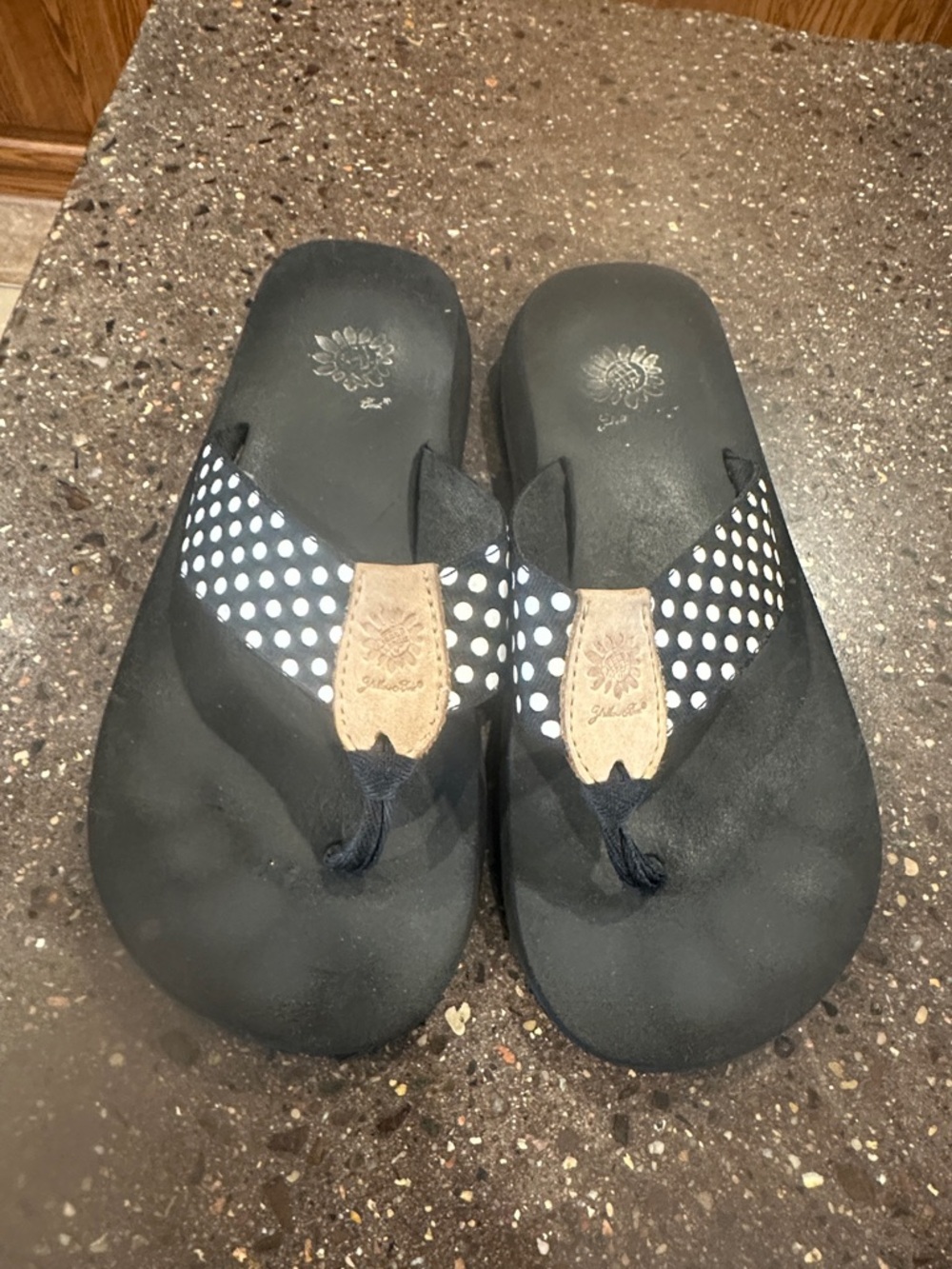 Yellow Box Black Polka Dot Flip-Flop Sandals